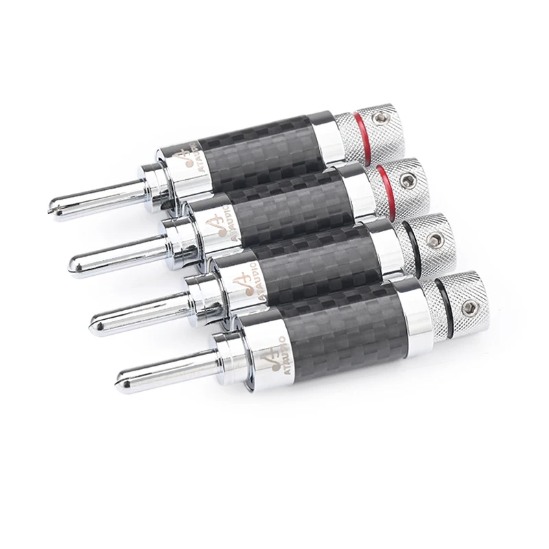 

4 PCS High-end HiFi Banana Plugs Rhodium-plated Carbon Fiber Speaker Banana Connector for Audio Amplifier Speaker Cable