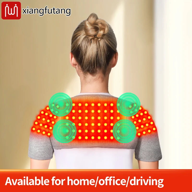 

Portable Red Light Heating Vest with Shoulder Vibration Massager Relieves Frozen Shoulder Pain 3-Level Timer Warm shawl winter