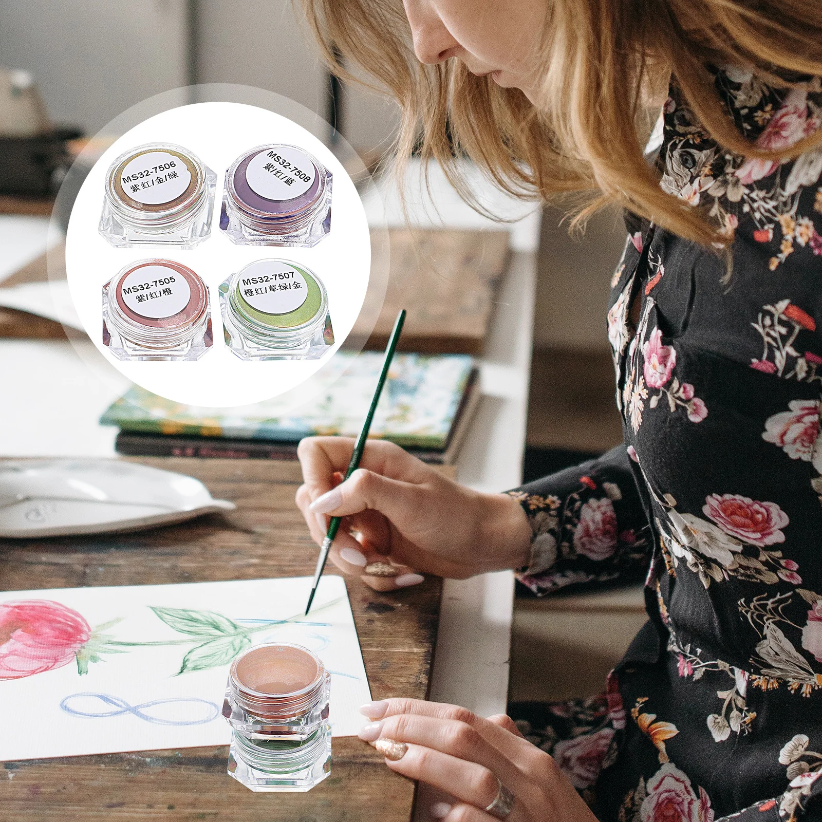 

4Pcs Epoxy Resin Pigment Color Shifting Mica Powder Portable Lightweight DIY Soap Making Coloring Nonflammable