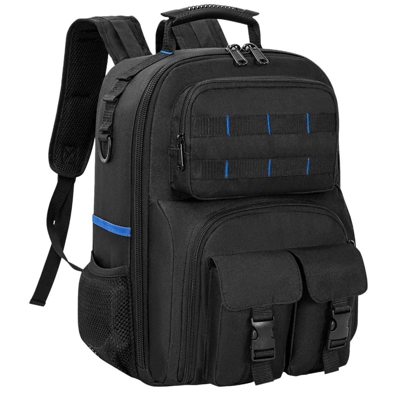 Tool Backpack, Heavy Duty Tool Bag with Padded Shoulder and Removable Tool Organizer, Water-Resistant Work Backpack, for Electri