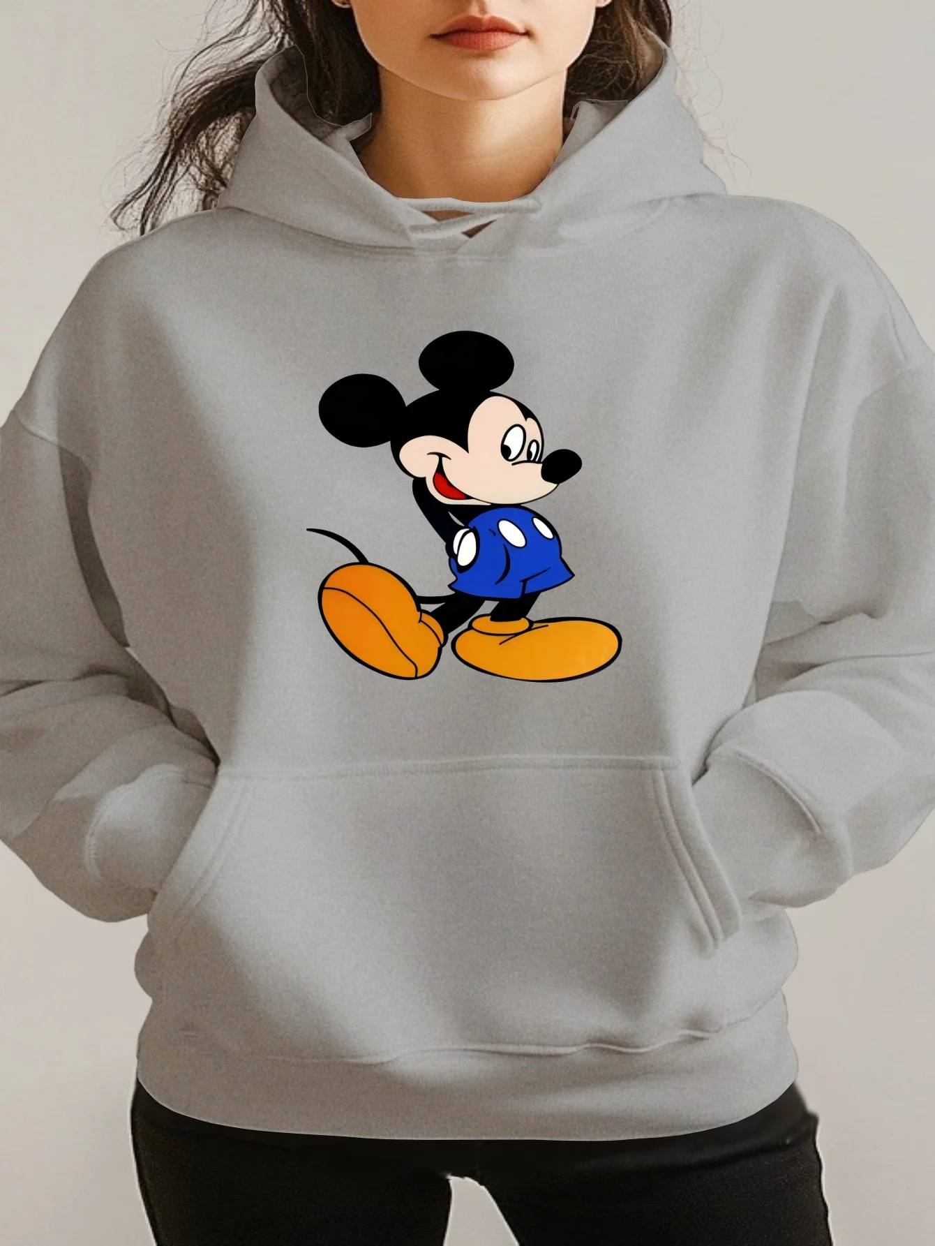 Толстовки с Микки Маусом Disney, модные толстовки унисекс большого размера, осенне-зимние флисовые повседневные универсальные уличные кофты