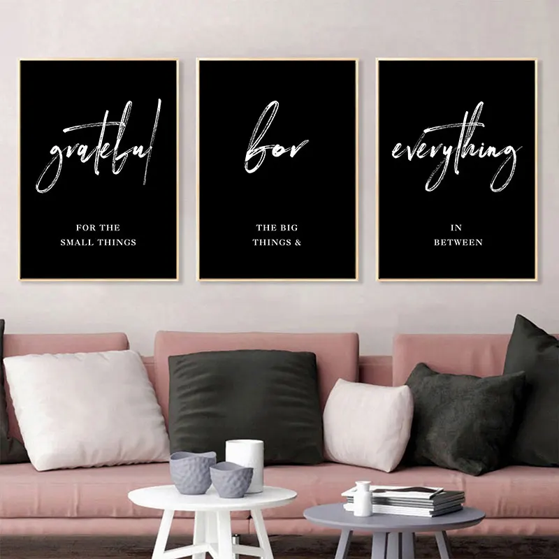 Simple Grateful Quotes Canvas Art Poster Modern Minimalist Style Living Room Decorative Painting Prints Home Decor Picture