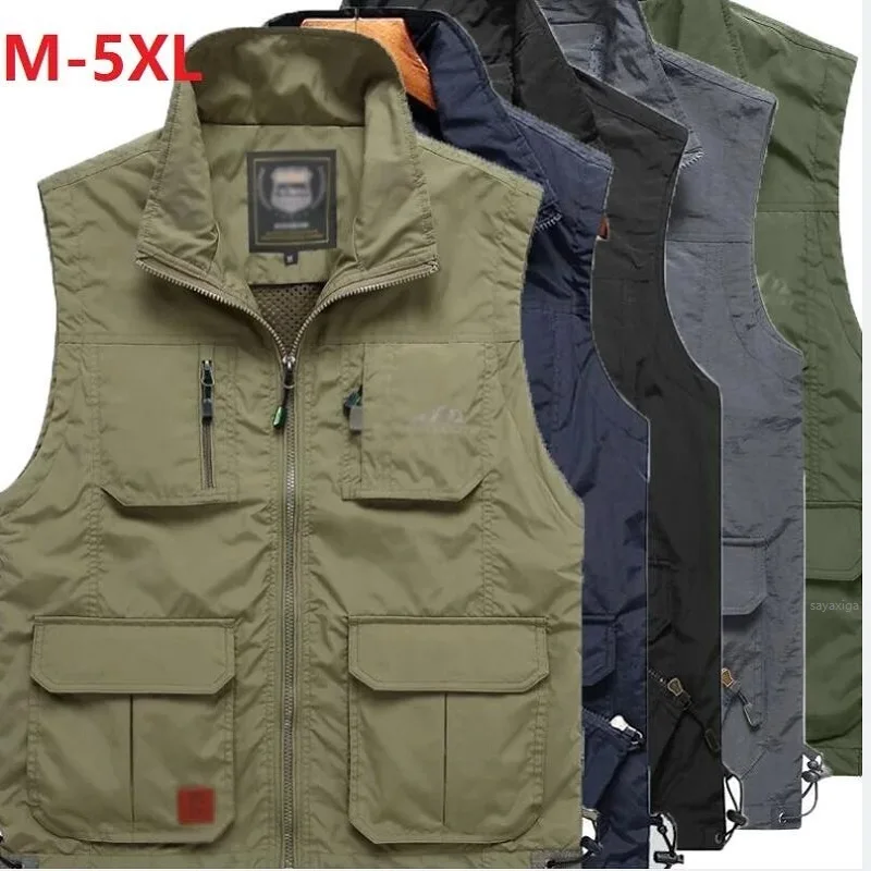 

Quick Dry Multi-pocket Classic Waistcoat Male Sleeveless Unloading Solid Coat Work Vest Photographer Tactical Masculino Jackets