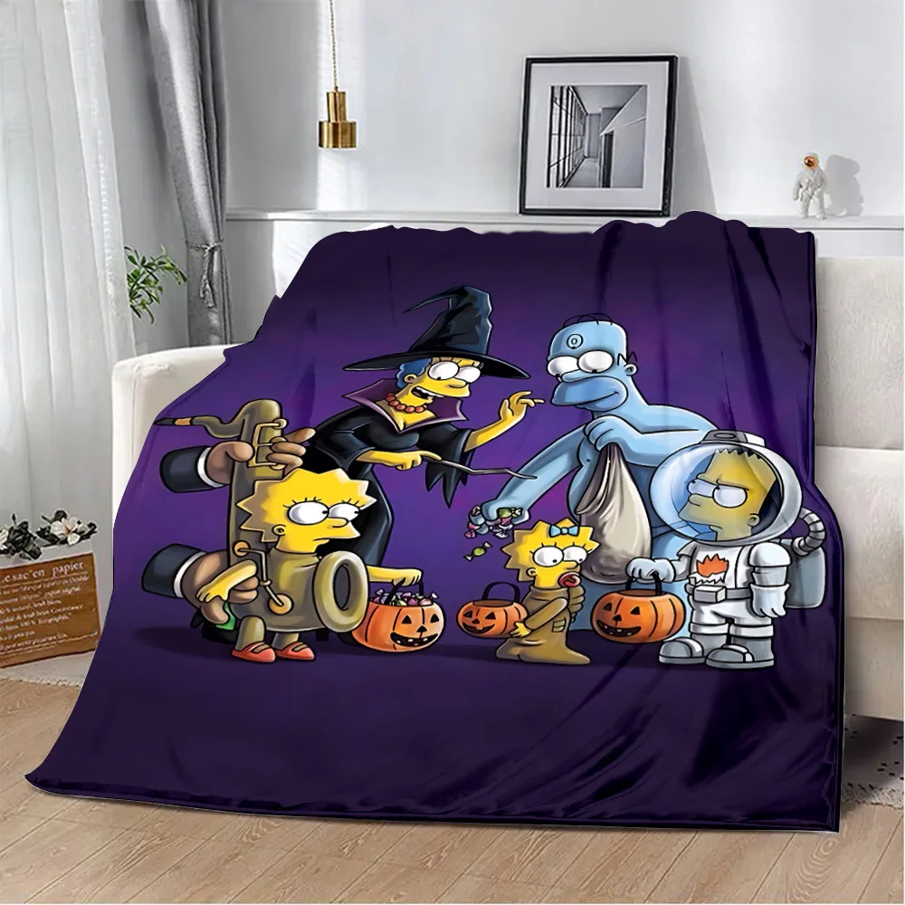 Funny Cartoon S-Simpson Printed Blanket Picnic Blankets Warm Blanket Soft and Comfortable Blanket Home Travel Birthday Gift