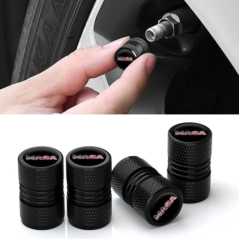 4PCS Universal Auto Wheel Tire Valve Tyre Air Stem Caps Car Accessories Sticker For MAGA Make America Great Again