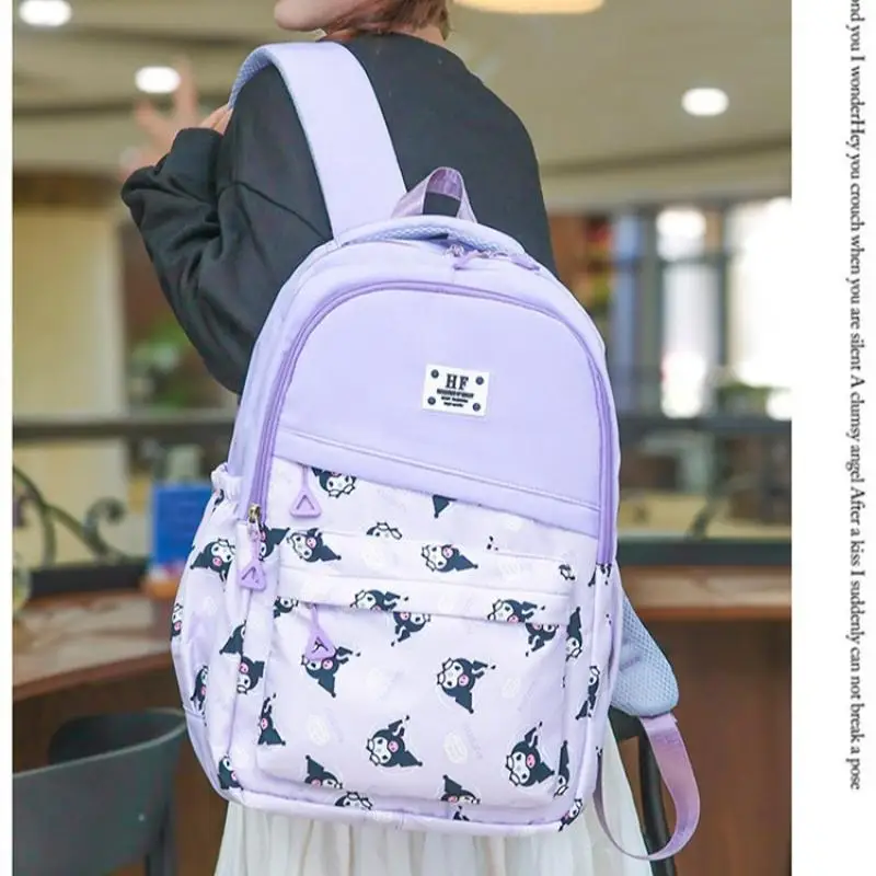 

Sanrios Kuromi Child Backpack Printing School Bag Girl New Large Capacity Boy Student Nylon 12 Inches Computer Package