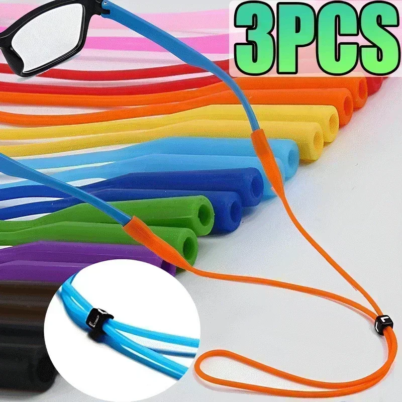 3/1pcs Candy Color Elastic Silicone Eyeglasses Straps Sunglasses Chain Sports Anti-Slip String Glasses Ropes Band Cord Holder