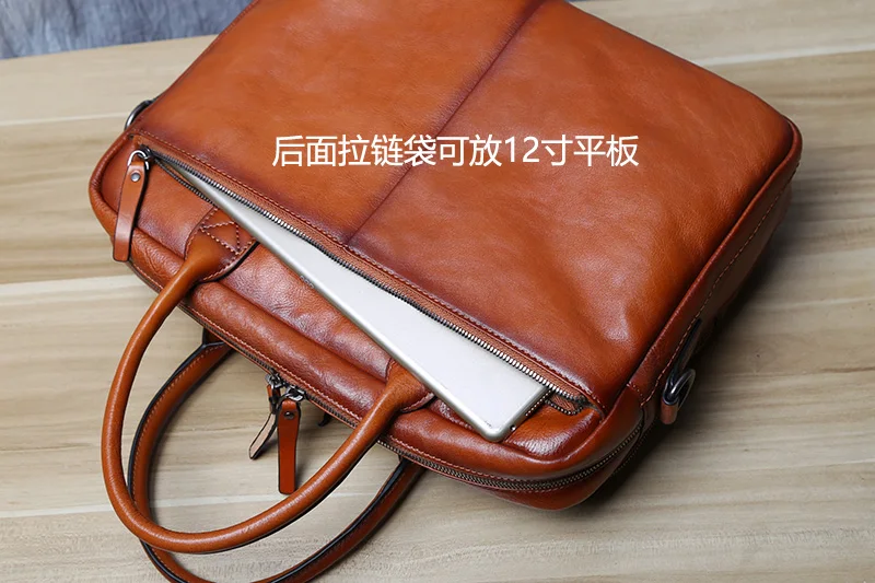 Retro Leder herren Aktentasche Top Schicht Leder Handtasche Lässig Schulter Messenger Tasche Business Laptop Tasche Trendy männer Tasche NZPJ – Detail 15
