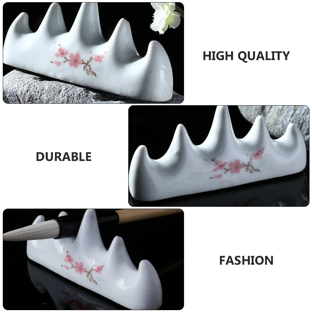 2Pcs Calligraphy Brush Pen Holder Multifunctional Ceramic Pen Rack for Ink Drawing Writing Art Tool Organizer Rest