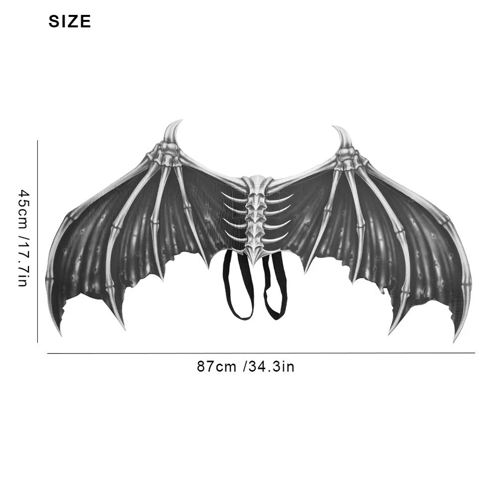 Demon Bone Wings with Straps Foldable Wings Halloween Carnival Cosplay Costume Accessories Birthday Masquerade Party Props