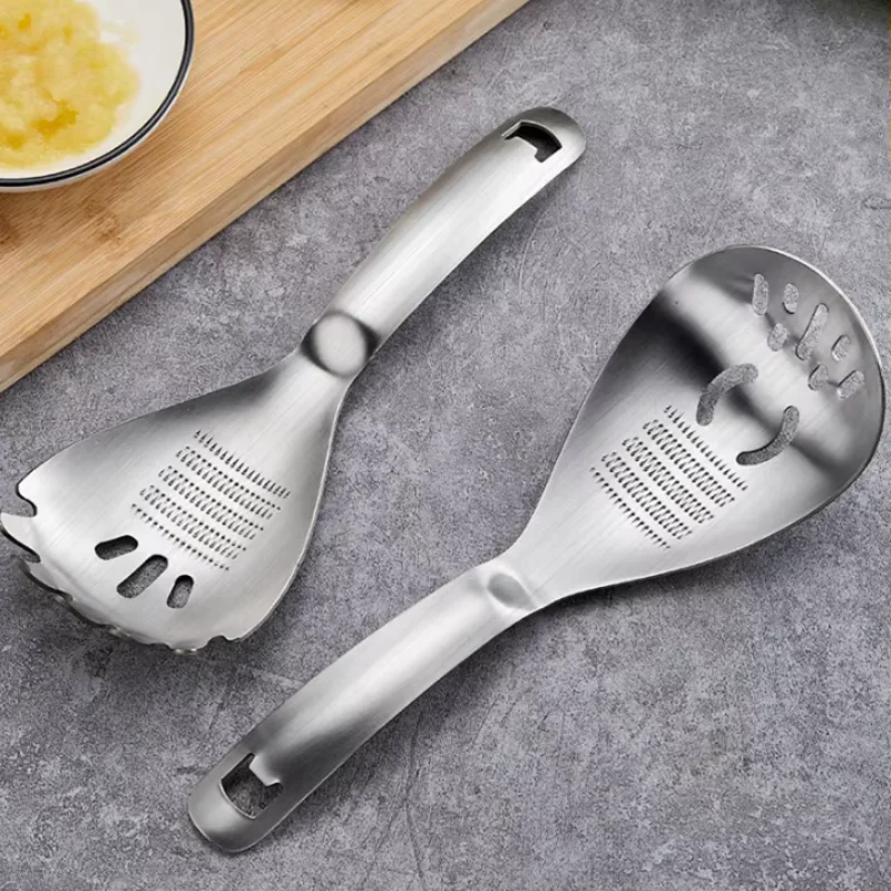 

Multifunctional Stainless Steel Grinding Spoon Garlic Grater Potato Press Pasta Spoon Bottle Opener Egg Separator Cooking Spoon