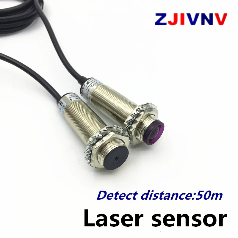 M18 through beam type laser sensores long detect distance 50M  Laser Optical proximity sensor photoelectric sensor PNP NO NPN NO