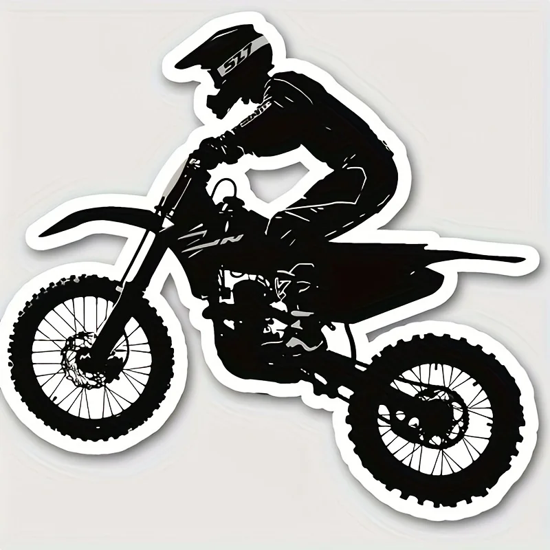 Motocross Rider Silhouette Vinyl Sticker Waterproof Decal for Car Laptop Phone Tablet Back To School Decor