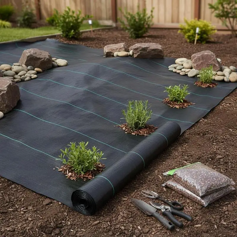 Toile de protection paysagère anti-herbe 4 x 18,3 m en polypropylène indéchirable à haute perméabilité, installation facile pour
