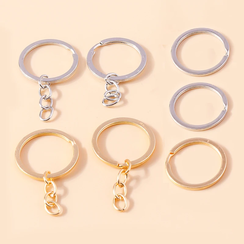 5-20pcs Key Chain Key Ring Keychain Rhodium Gold Color 28mm Long Round Split Keyrings DIY Jewelry Making Accessories Wholesale