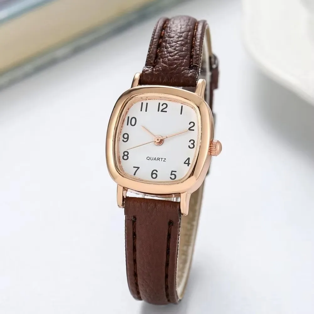 Kegllect Square Women Simple Small Dial Student Watches Vintage Belt Quartz Wristwatch