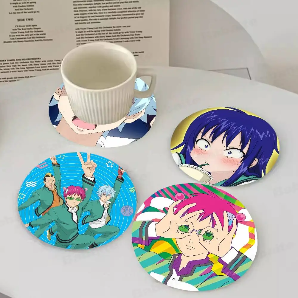 

The Disastrous Life of Saiki K Themed Wooden Coaster Creative Heat-Resistant Non-Slip Table Mat, Suitable for Protecting Desktop