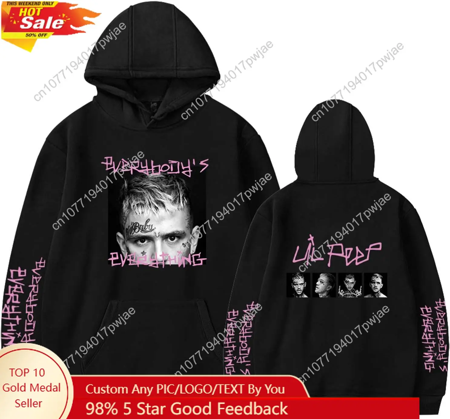

Unisex Peep Hoodie Portrait Printed Hooded Sweatshirt Hip Hop Rapper Sweater Jacket