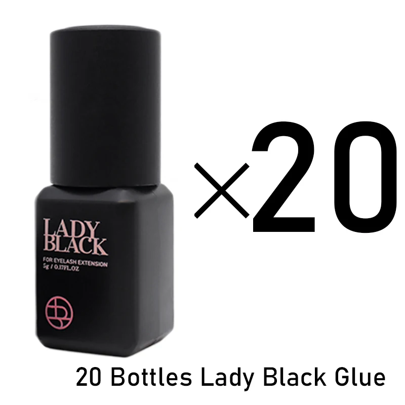 20 Bottles Lady Black Glue Korea Fastest Strongest Fake Eyelash Extensions Cola Supplies Adhesive 5ml Makeup Tools Lash Shop