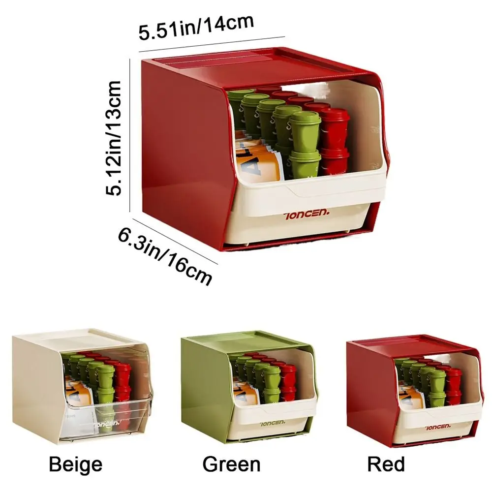 Multifunctional Wall-Mounted Tea Bag Storage Box Stackable Plastic Instant Coffee Rack Dustproof Desktop Storage Box Office