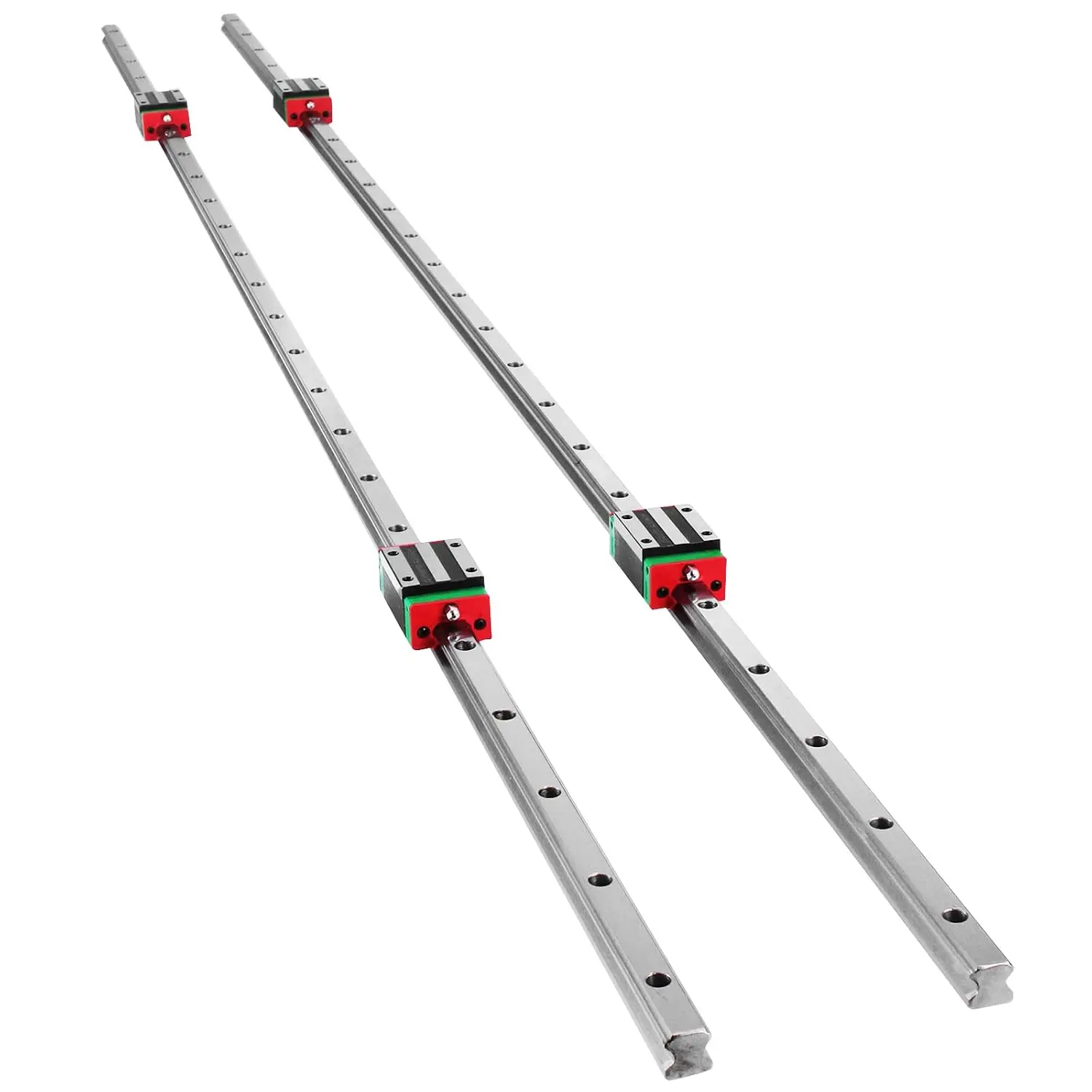 Linear Guide Rail, 2 x HSR 15-1500 mm, with 4Pcs Pillow Block Carriage Bearing Block, Slotted Block Square Block Linear Rail for
