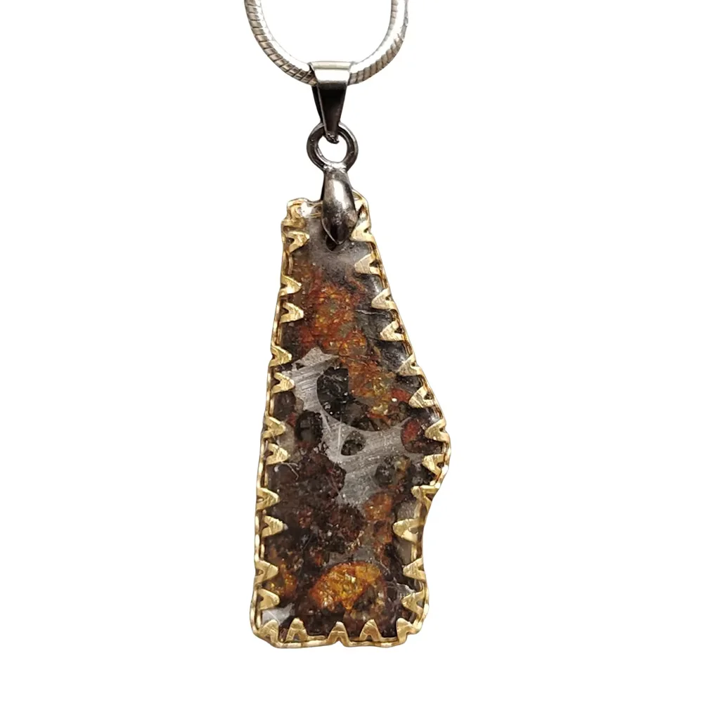 Brenham Olive Meteorite Manual Pendant, Natural Olive Meteorite Necklace Pendant, Specimen Collection, TB261, 2.6g