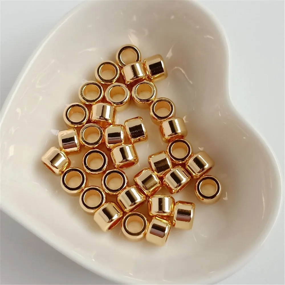 14k Gold-plated Large-hole Bucket Bead Leather Rope Fixed Spacer Bead Loose Bead Retro Bead Matching Diy Jewelry Accessory
