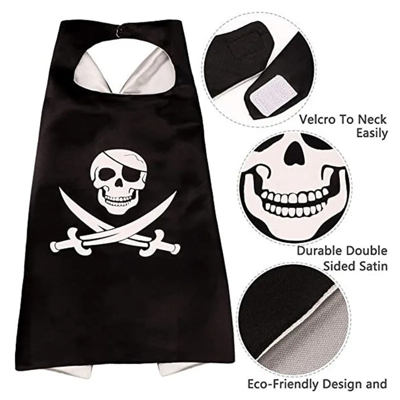 Children\'s Pirate Cloak Costume Pirate Cape CostumeToy Set Boy Girl Halloween Cosplay Mask Party Gifts