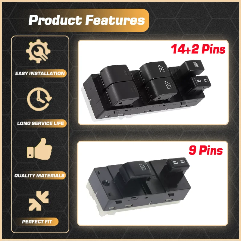 Interruptor de Control de ventana principal eléctrico LHD para Infiniti EX35 EX37 2008-2014 Nissan Altima L32 MK4 2007-2012 25401-ZN50C 14 + 2 pines