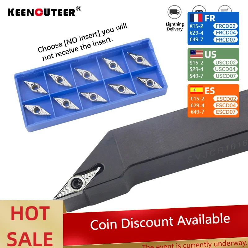 

1 шт., держатель для внешнего токарного инструмента SVJCR1212H11 SVJCR1616H11 SVJCL1616H11 твердосплавные вставки VCGT11 для токарного станка инструменты токарный инструмент обработка металла