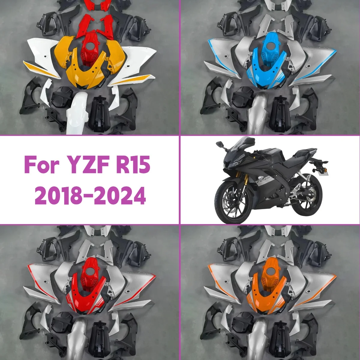 

Комплект обтекателей для инжекционной литьевой формовки YZFR15 2018-2024: Новый стиль, кастомные аксессуары для Yamaha YZF R15 18-24