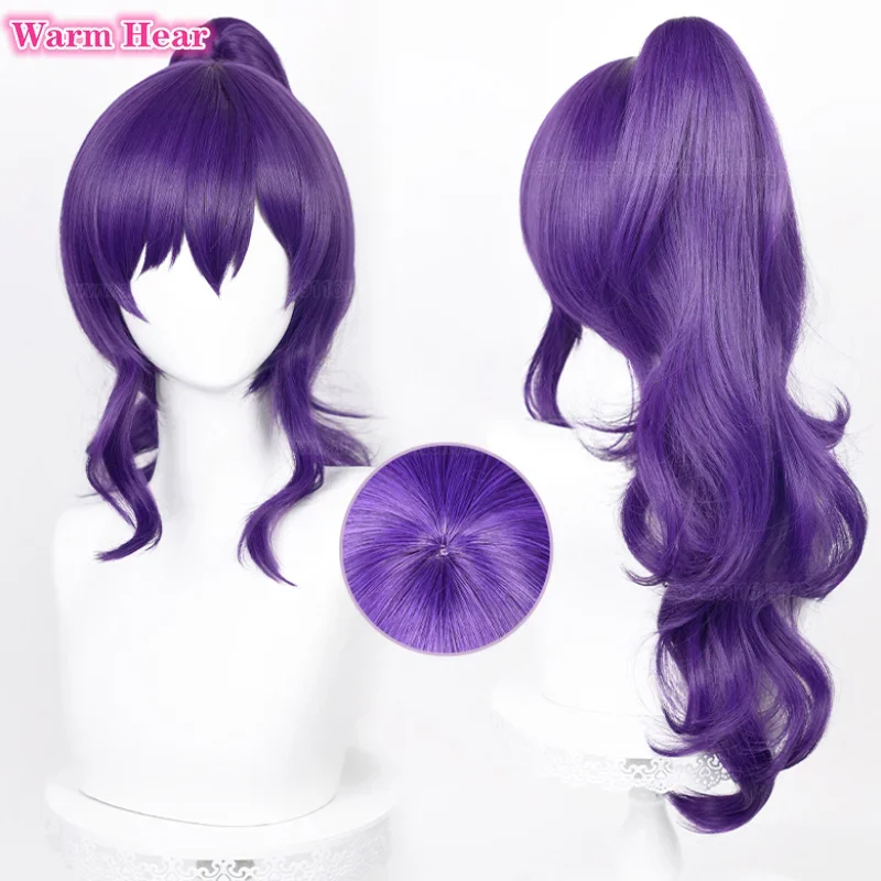 Asahina mafuwig anime long 61cm dark purple ponytail wavy hair cosplay wig Asahina mafuheat resistance Fibre wigs wig cap