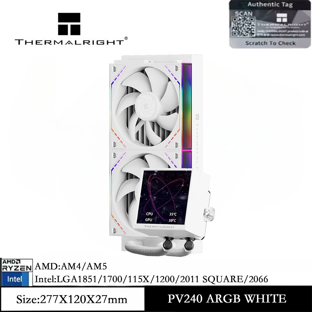 

Thermalright Peerless Vision 240 ARGB AIO liquid CPU Cooler, DIY Setup, 3.95-Inch Screen, Low Noise for LGA 1851/1700/AM5/AM4