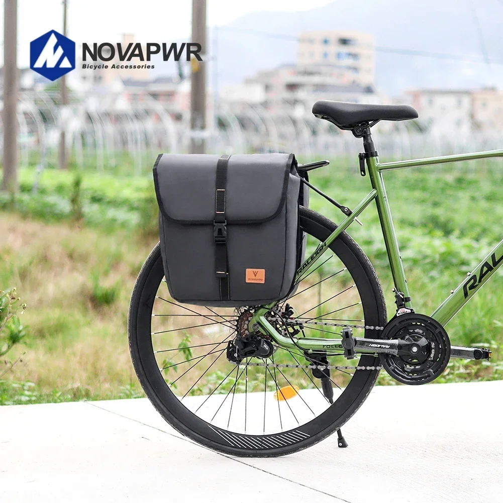 Bicycle Rear Seat Bag Multifunction Rear Seat Panniers Pack Waterproof Bike Rack Tail Bag with Handle for Outdoor Riding Travel