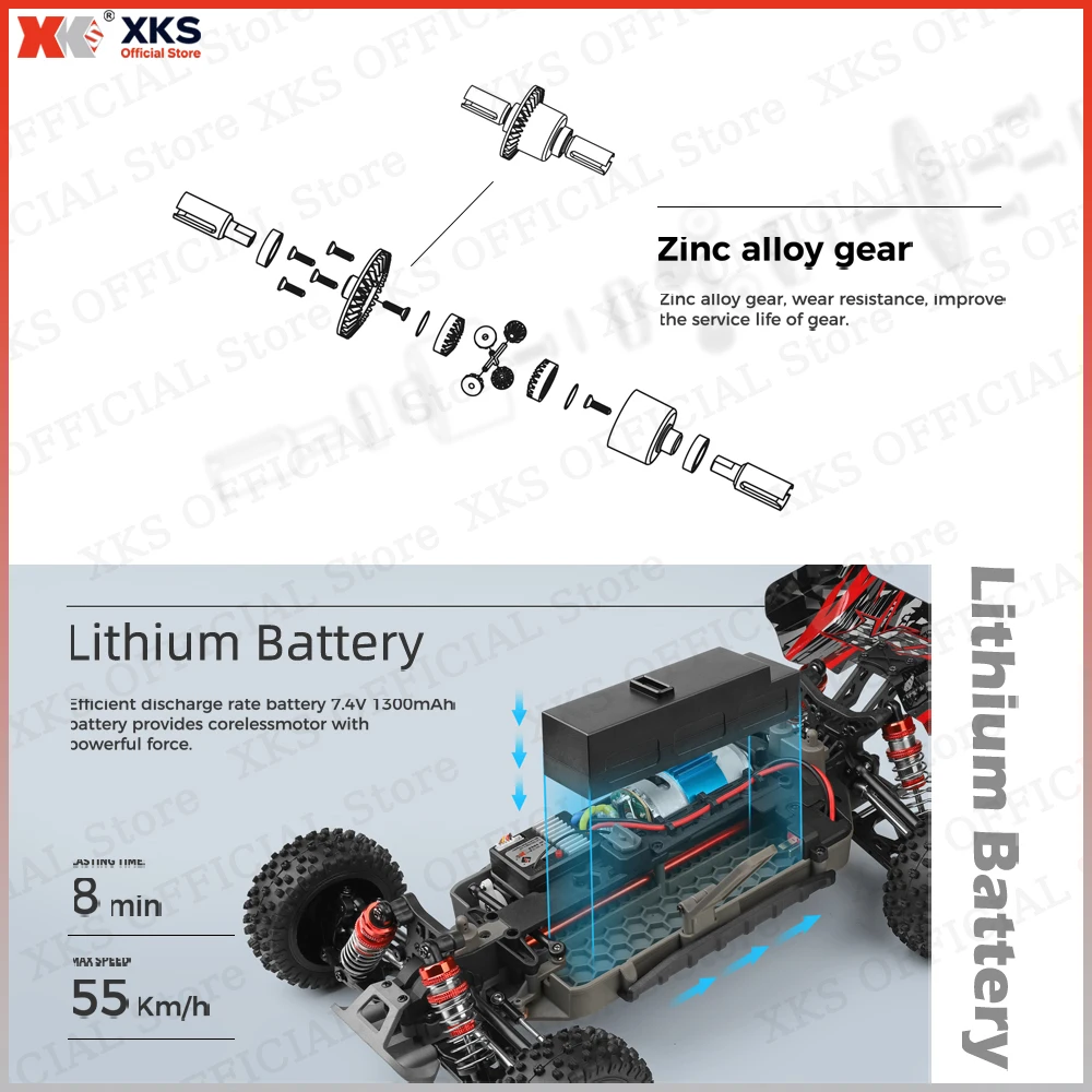 XKS Wltoys RC Auto 1/12 124010 V8 2.4G Racing Drift RC Auto 4WD 550 Motore 55 km/h Ad Alta Velocità di Controllo Remoto Auto Fuoristrada giocattoli