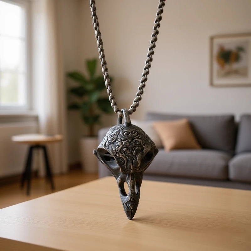 Retro Nordic Style Crow Skull Pendant Animal Bird Necklace For Men Personalized Jewelry Amulet Gift Horror Costume Accessories