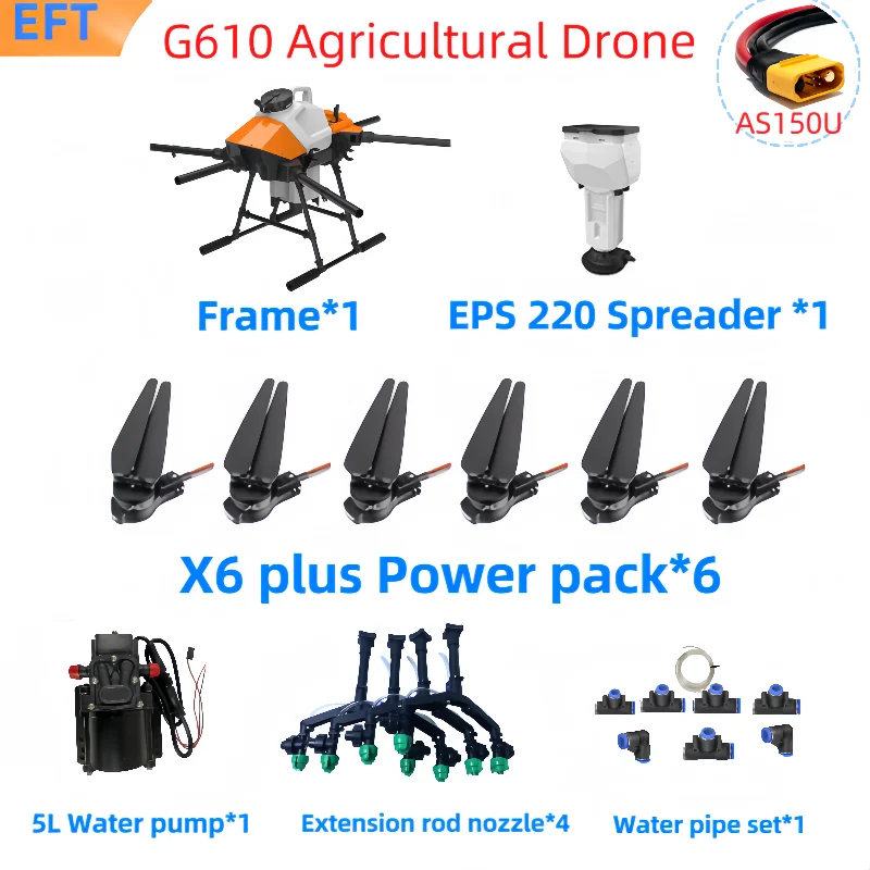 EFT Dron Samli G610 Frame Of 6 Axis Agriculture Uav With Pesticide Spray Plant Protection Tank