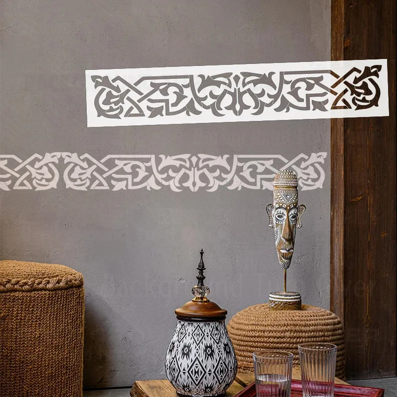 

Трафарет для рисования декора стены 80-120 см, шаблон мебели для рисования, переплетенный угловой разделитель кельтской каймы