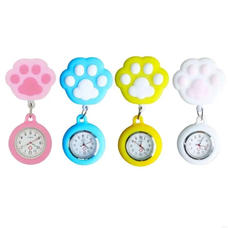 50LE Adorable chaton paths Brooch Watch for Nurses Extensible Line Nurse Watch