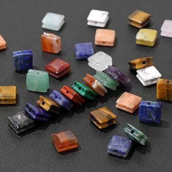 10MM Flat Square Natural Tiger Eye Pyrite Amazonite Amethysts Loose Spacer Beads for Jewelry Making Bracelet DIY Accessries
