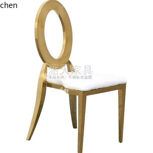 YFY Restaurant Banquet Wedding Hall Stainless Steel Soft Cushion Hollow Backrest Oval Chair Cross-Border Internet Celebrity