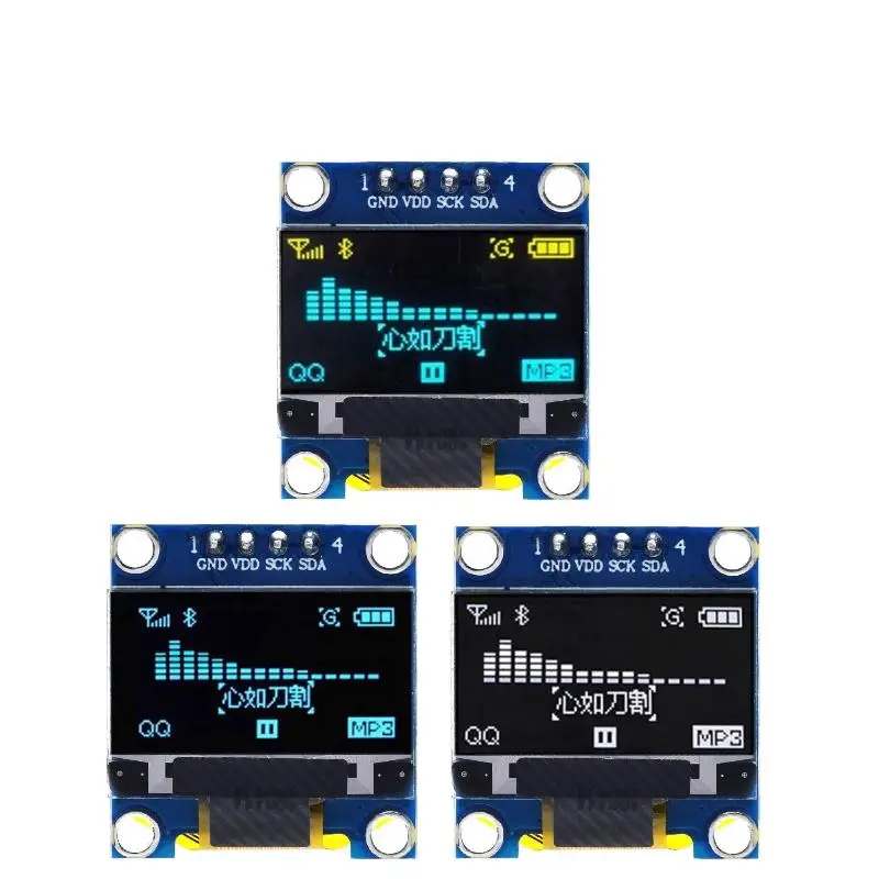 1Pc 0.96 Inch SSD1306 OLED Display Module 128x64 IIC I2C Serial LCD Screen White Blue Yellow Color For Electronics DIY Project