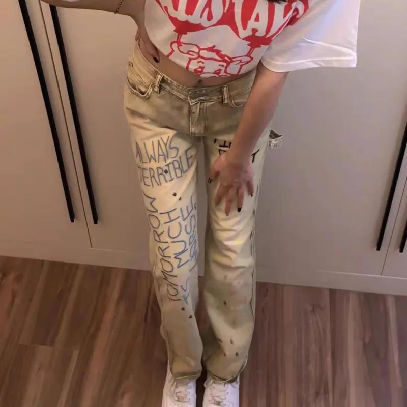 

Y2k Harajuku Baggy Jeans For Women High Waist Gothic 90s Vintage Punk Denim Pants Fashion Hip Hop Wide Leg Jeans Trousers Girls