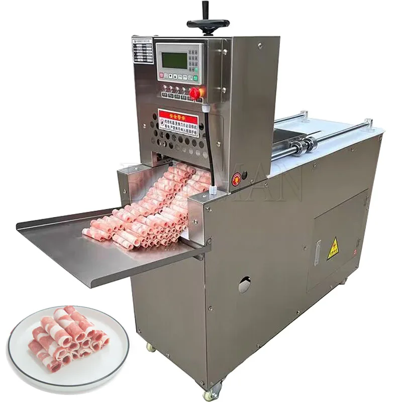 Electric CNC Double  Four Cut Mutton Roll Machine  Slicer Meat Planing Machine Adjustable Thickness Food Processor