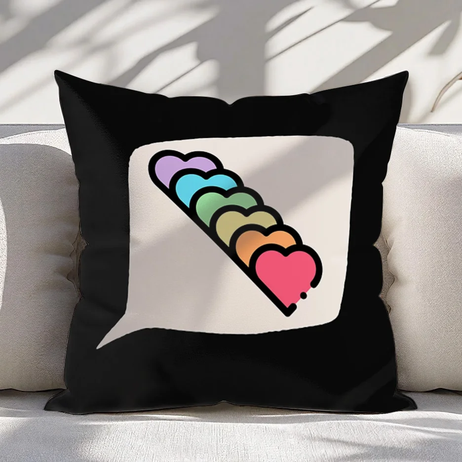 Pillow Cover 7 Rainbow Hearts in Speech Bubble Inclusive Love Design Smooth Fade-Resistant Polyester Zipper Machine Washable
