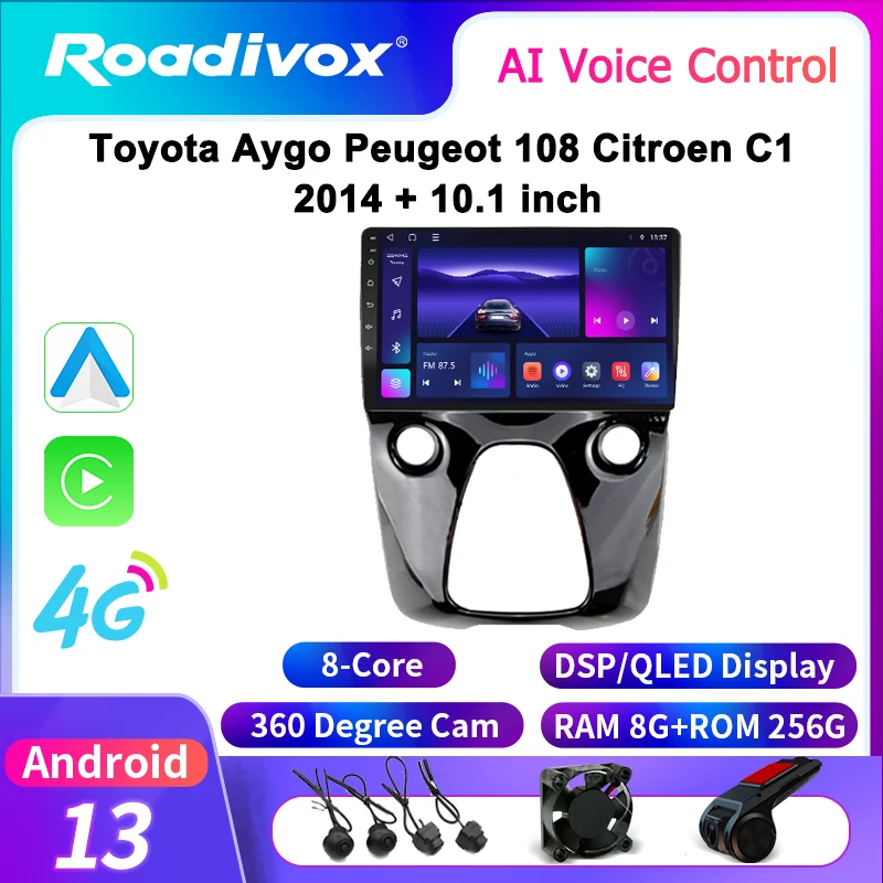 

Автомагнитола roadivox Android для Toyota Aygo Peugeot 108, Citroen C1 2014, GPS-навигация, видео, мультимедийный плеер, магнитофон