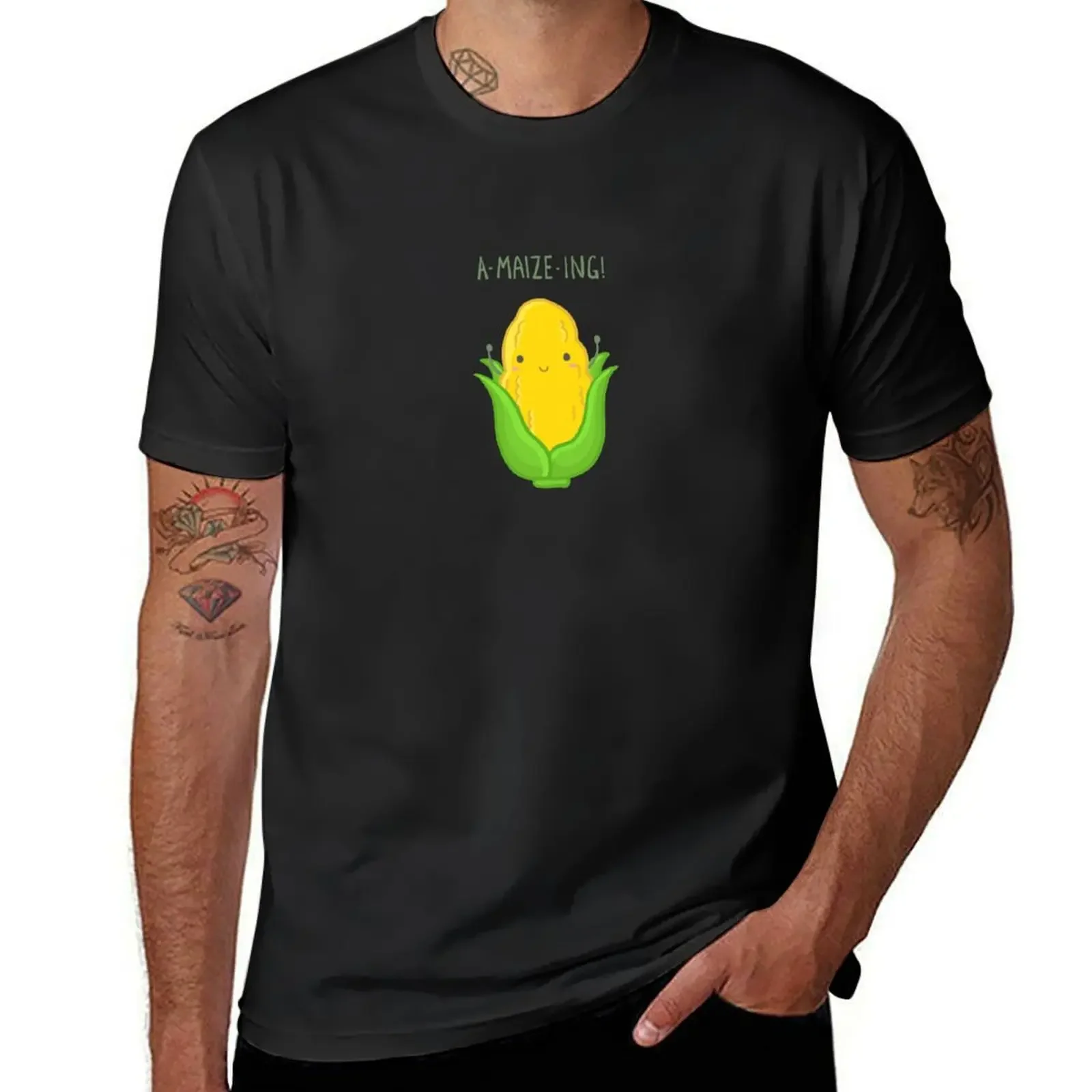 A-maize-ing! Funny motivational corn pun T-Shirt summer top blacks summer clothes men t shirts