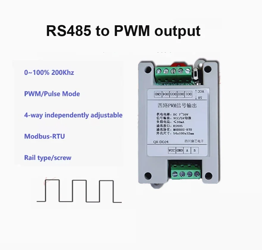NF 4channel RS485 to PWM Signal output Module Pulse Frequency Duty Cycle Adjustable Servo Square Wave modbus RTU