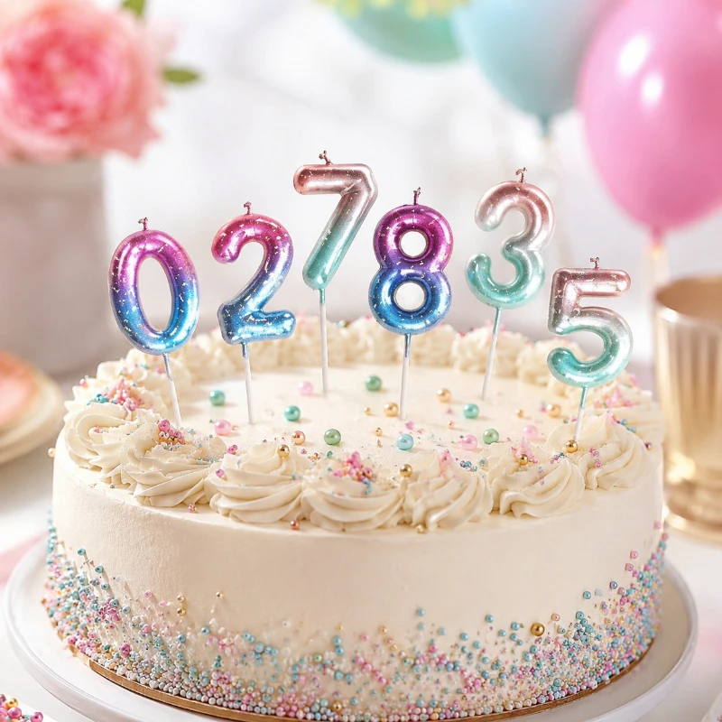 Happy Birthday Cake Decorated Interstellar Digital Colorful Candle Children's Delicate Candy Color 0-9 Number Candle Party Decor
