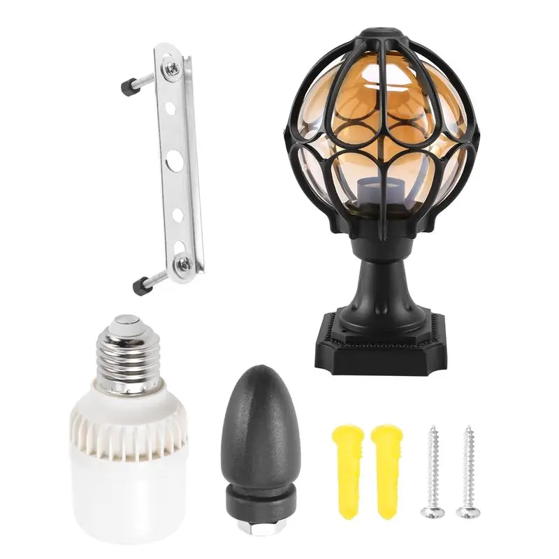 AC62-1Pcs Outdoor Pillar Lamp Globe Glass Shade Door Post Lamp Waterproof Antique Lighting Rainproof Pillar Light